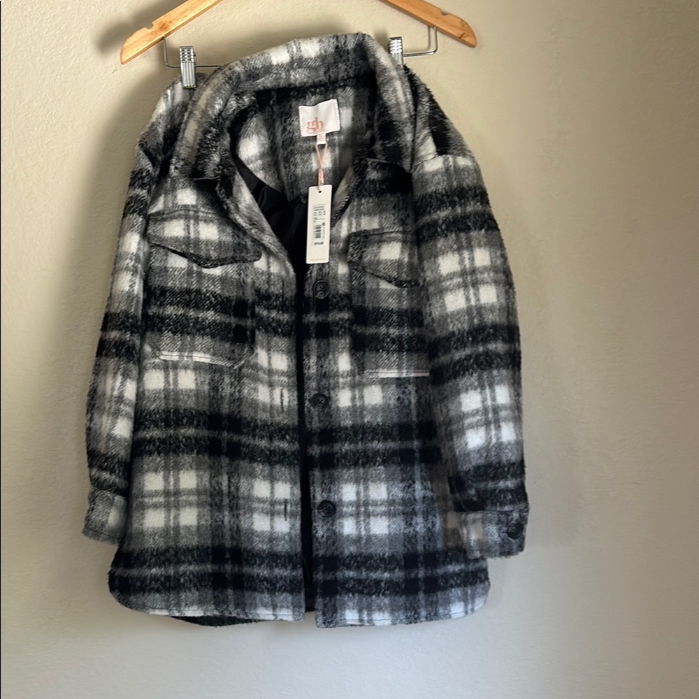 Gianni Bini Snow Black Plaid Coat